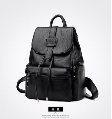 New soft leather backpack fashion simple casual travel backpack washed sheepskin wild retro leather men