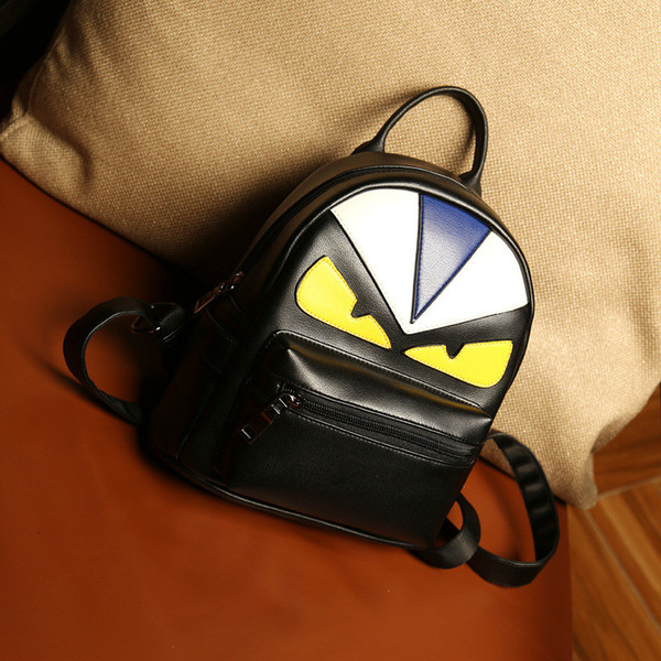 Brand Designer Students Backpacks Korean Creative Personality PU Fashion Tide Owl Double Shoulders Bag For Student School Bags