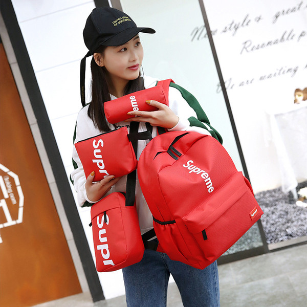 New Four-piece Designer Backpack Branded Letters Casual Breathable Canvas School Bags Multi-purpose Back Packs Fashion Style