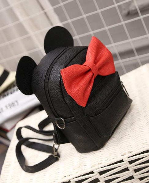Wholesale-2016 Bow mini ear bag, girls shoulder bag, size 16 * 9 * 21cm, multiple color options