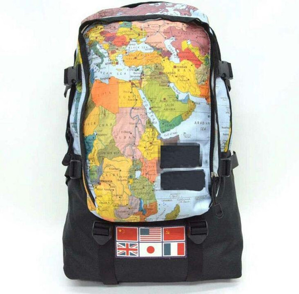 New Arrival Designer Brand Backpack Men Women Sports Bag Map Letter Print Black High Street Hip Hop Style Couple Bags