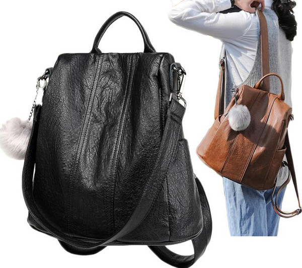 2019 new leather shoulder bag female bag student fashion leisure travel backpack dilun62