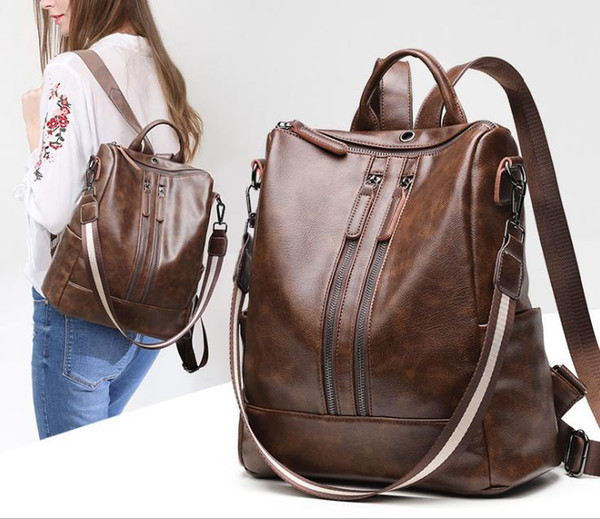 2019 new shoulder bag real oil wax leather handbag leisure travel backpack leather bag dilun57