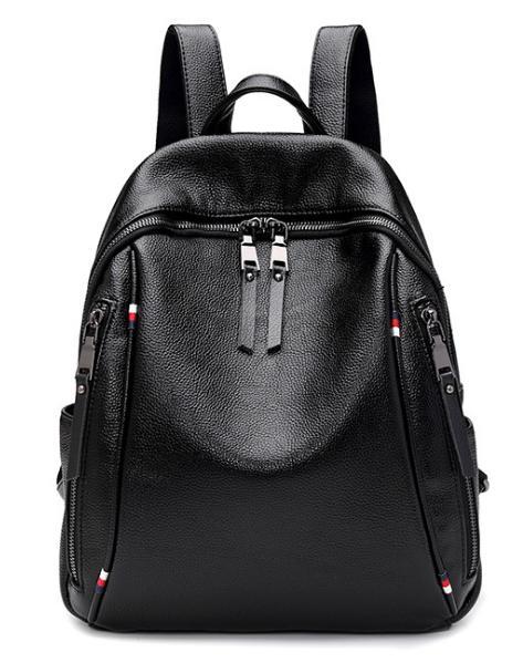 Spring new shoulder bag British wind ladies first layer leather double zipper large capacity travel backpack dilun64