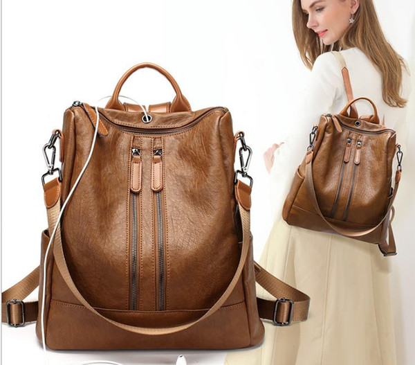 New leather backpack European and American fashion backpack multi-function Mummy bag dilun55