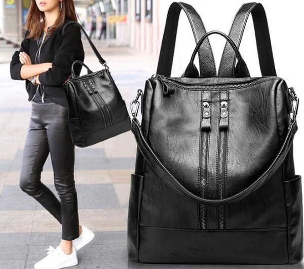 2019 new European and American fashion leather handbag travel backpack dilun61