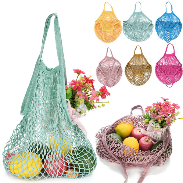 New Mesh Net Turtle Bag String Shopping Bag Reusable Fruit Storage Handbag Totes Women Large Capacity Mesh Shopper beach holiday seaside bag