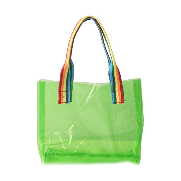 Women personality jelly color Transparent Beach Bags Travel large capacity open Handbags Fashion Female Tote Purse yrr-19