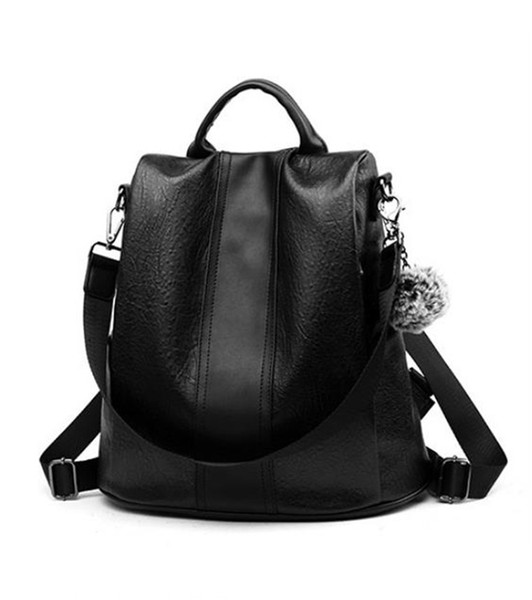 2019 New Shoulder Bag Ladies Soft Leather Fashion Wild Simple College Wind Travel Backpack