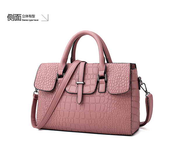 Wholesale 2018 New European And American Women's Bag Embossed Stone Pattern Handbag Female Shoulder Diagonal Handbag