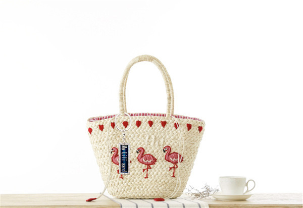 2018 New Anti-Lost Hand-Embroidered One-Shoulder Straw Bag Fashion Beach Bag Woven Handbag