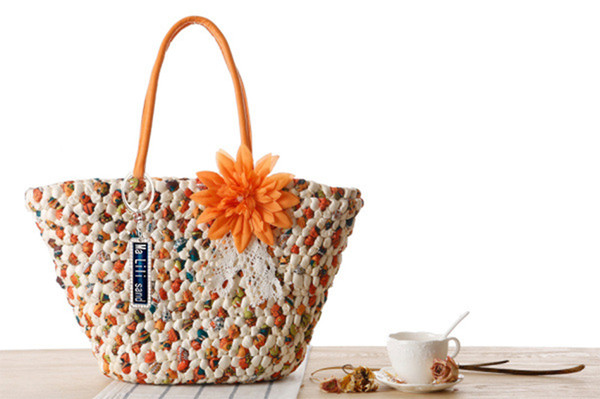 Wholesale Anti-Lost New Flower Straw Bag Summer Holiday Fashion Woven Bag Beach Bag Handbag