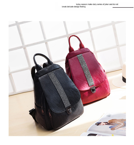 2018 New European And American Style Retro Soft Face Backpack Bag Female Personality Women's Backpack Wholesale