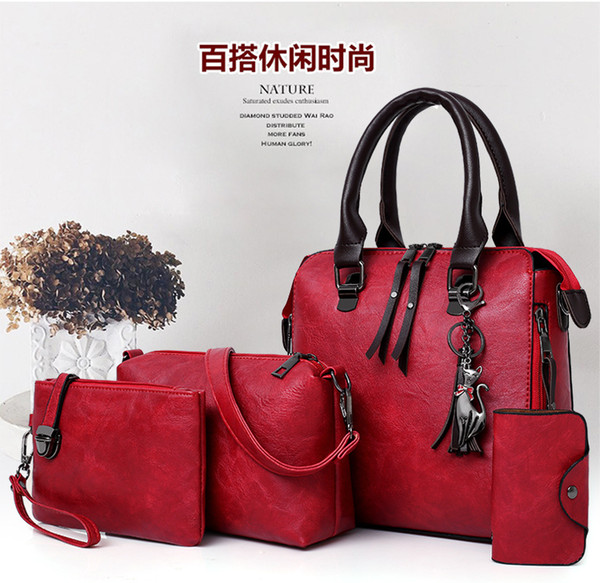 2018 Europe And The United States Retro Fashion New Women's Bag Three-Piece Mother Bag Shoulder Diagonal Bag Handbag