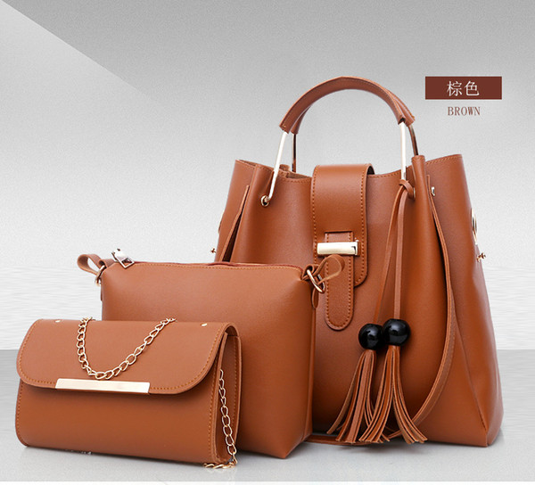 2018 Autumn And Winter Fashion Ladies Handbags Mother Bag Three-Piece European And American Tassel Trend Single Shoulder Diagonal Handbag