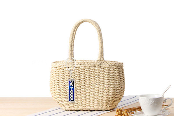 New Anti-Lost Handmade Straw Bag Holiday Beach Woven Handbag Casual Hand Bag