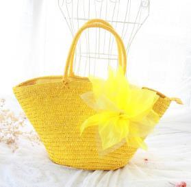 Yarn and flowers packaged garden silk large flower woven bag fashion handbags beach bag