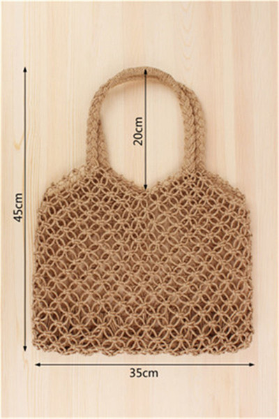 Hollow hand-woven woven bag tide female forest straw package degree handmade paper rope net bag