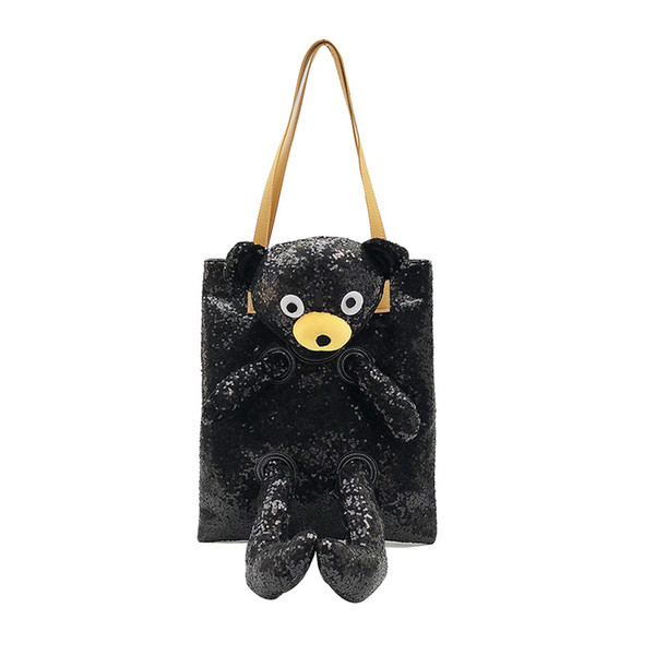 Direct wholesale tote bag 2018 new women's bag European and American style fashion sequins bear shoulder portable big bag