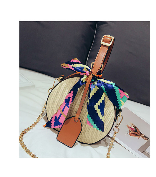 Wholesale direct sales 2018 new fashion trend Korean version ins straw portable diagonal single shoulder scarf small bag