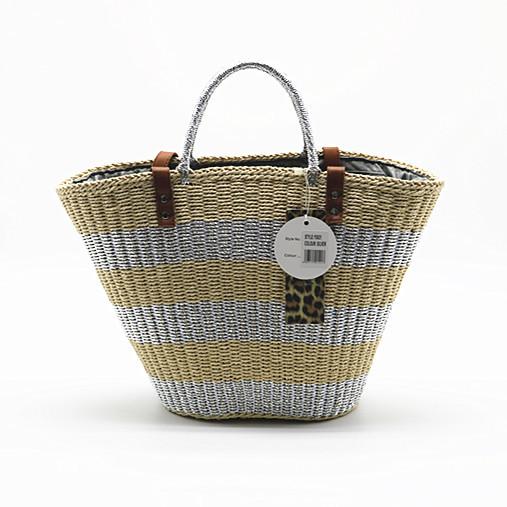 201 8 fashion green gold and silver paper rope straw bag simple wild shoulder bag dual-use leisure holiday handbag