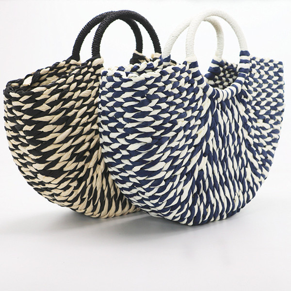 2018 fashion casual new environmentally-friendly straw bag garden wind portable beach woven handbags wholesale