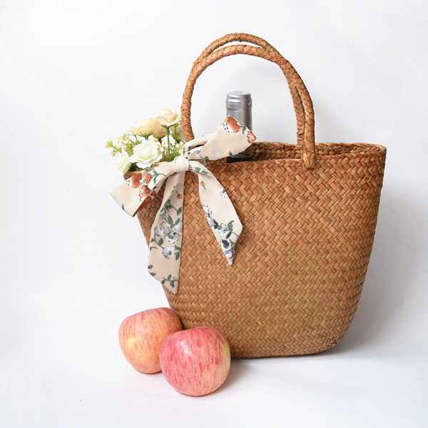 Casual straw bag natural wicker tote bags women braided handbag for summer handmade vintage mini woven rattan beach bags woman