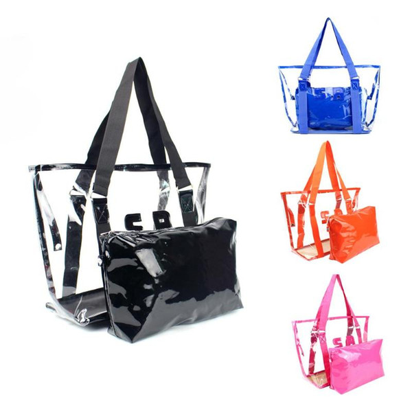 Ladies Clear Bag PVC Purses Handbag Waterproof Transparent jelly Crystal Women Large Capacity Beach Bag Shoulder Bags