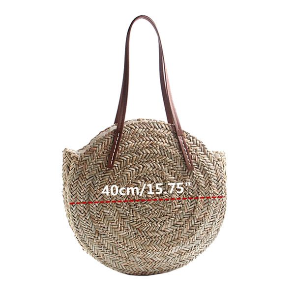 ICON Women Bohemia Wind Beach Circle Round Rattan Straw Summer Travel Shoulder Bags