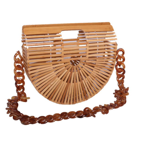 Women Bamboo Shoulder bag Clutch Handmade Bamboo Beach Bag Environmental Circular Basket Bamboo Clutch