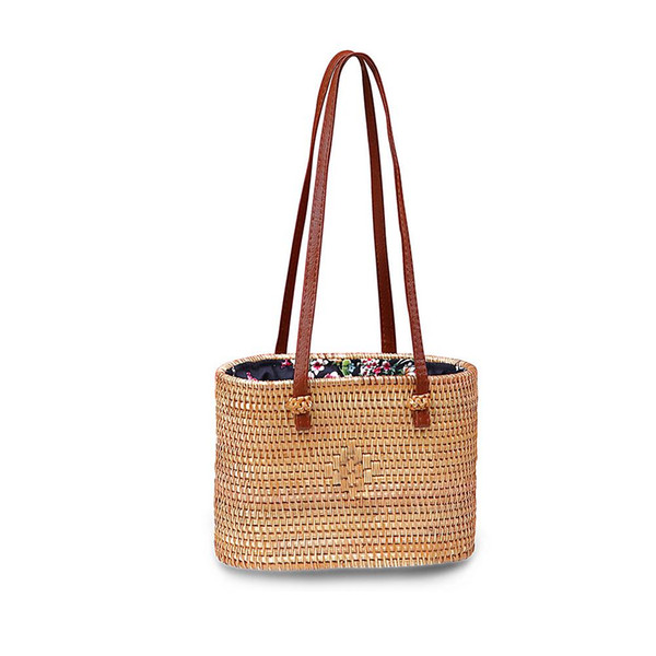 New Vietnamese Hand-woven Rattan Bag Crossbody Beach Straw Braided Bag Fashionable All-matched Bags For Women