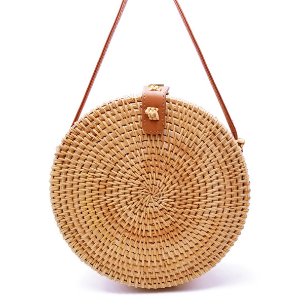 Vietnam Hand Woven Bag Round Rattan Straw Bags Bohemia Style Beach Circle Bag 2019 Popular LB965