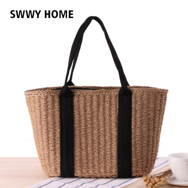 Straw Bags For Women Handbag Summer Beach Bag Woven Straw Large Capacity Totes Female Shoulder Bags Shopping Bolsas Femininas