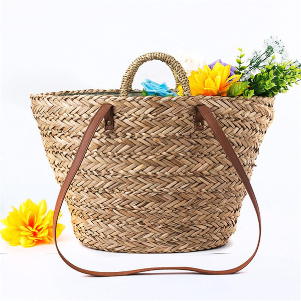 Hand-Woven Water Grass Hand Nail Straw Bag Natural Fashion Portable Diagonal Beach Bag For Women Brand New