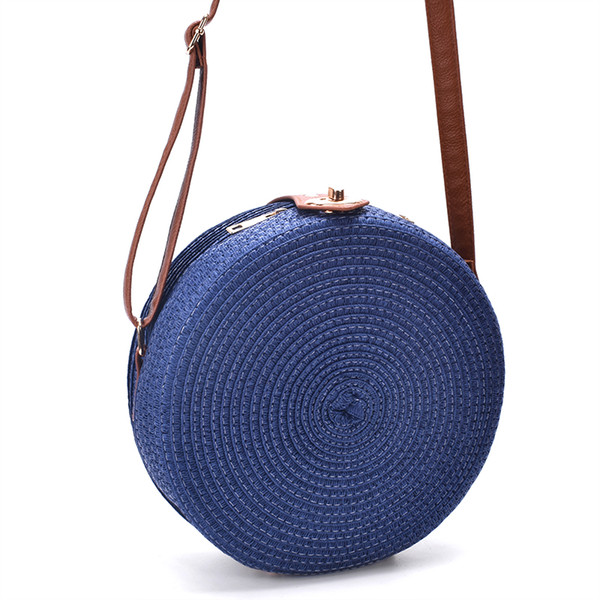 New 2019 Women Shoulder Bag round pp grass casual woven handbag retro wild crossboday straw bag beach bag