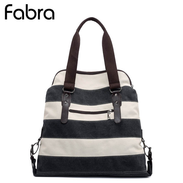 Fabra New Canvas Women Messenger Bag Patchwork Striped Handbags Big Casual Tote Folded Bags Female Shoulder Beach Bag For Travel