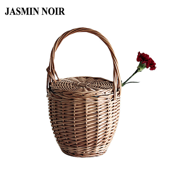 Fashion 2018 Summer New Women Beach Basket Straw Hand Bag Cover Handbag Wicker Handmade Small Woven Bohemia Tote Travel Clutch