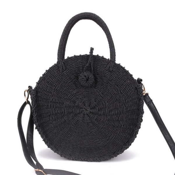 2018 Women Handmade Round Beach Shoulder Bag Bali Circle Straw Bags Summer Woven Rattan Handbags Women Messenger Bag INS Popular