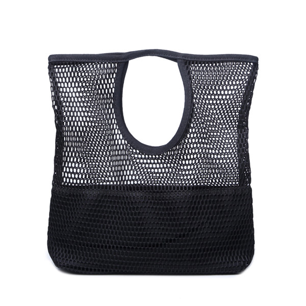 High Quanlity Canvas Beach Bags Mesh Women Bag Portable Shopping Bags Travel Organizer Hollow Beach Handbags Minimalism Hand Bag