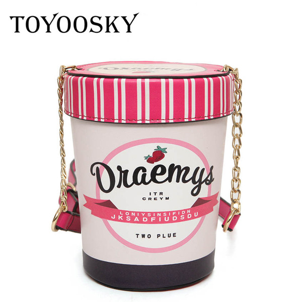 TOYOOSKY Women Barrel Shaped Mini Shoulder Bag Candy Color Ice Cream Style Chain Small Crossbody Bag for Teenager Girl Beach Bag