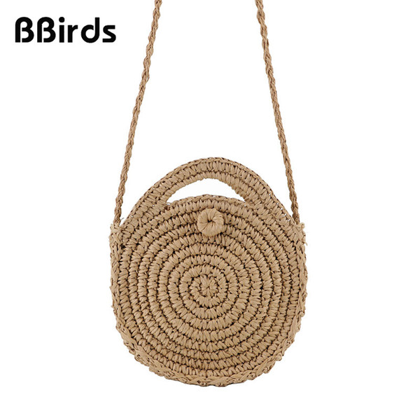 BBirds Summer New Fashion Women Beach Bag Straw Round Handbag Shoulder Slung Female Bag Woven Circular Bag