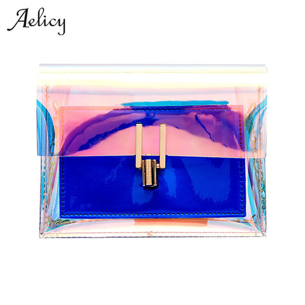 Aelicy Fashion Handbags High Quality Laser Transparent Women's Shoulder Messenger Bag Cheap Luxury Women Beach Bag