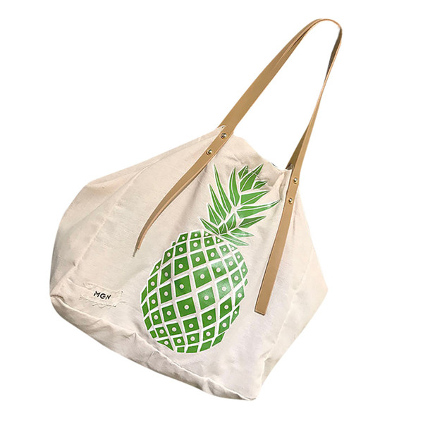 Women Canvas Handbag Pineapple Printed Shoulder bag Female Large Capacity Ladies Beach Bag Women Canvas Shopping Handbags #YL5