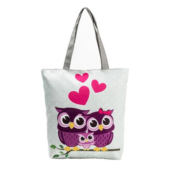 Sleeper #4001 Owl Printed Canvas Tote Casual Beach Bags Women Shopping Bag Handbags For women 2018