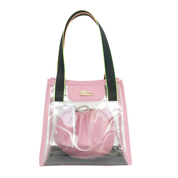 xiniu 2PC Fashion Designer Women Beach Bag Transparent Shoulder Bag Handbag+Drawstring Pocket ladies hand bags torebka damska