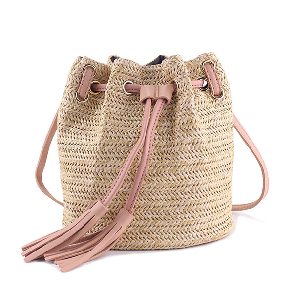 TEXU Messenger Bag Ladies Fabric Summer Beach Bags With Tassels Weaving Crossbody Bag Women Weaving Money Bank Knitted Beach Ha