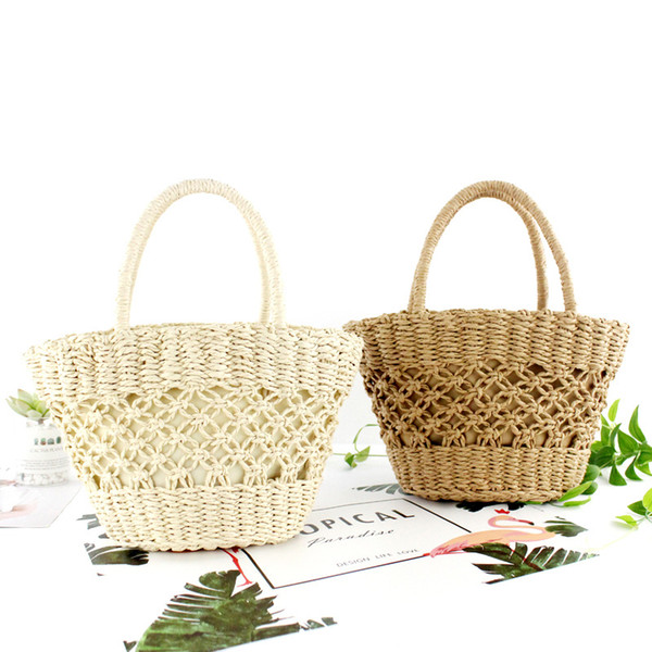 Hot 2019 Paper rope weave handbag pattern beach bag portable lady straw bag