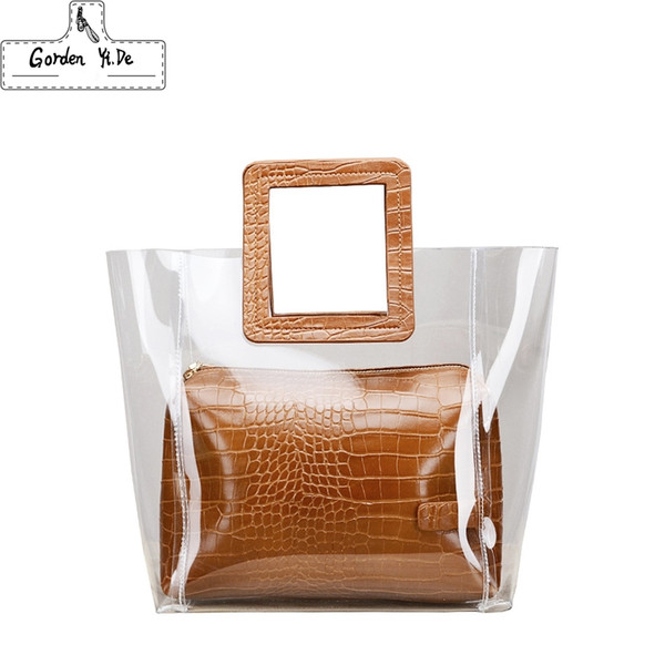 2019 Women Composite Bags Transparent Handbags Women's Fashion Beach Bags Summer Shoulder Bags Casual Handbags