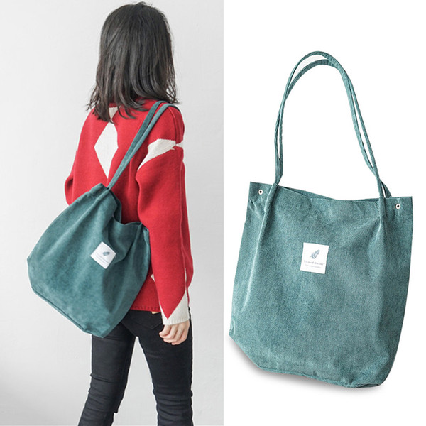 2019 High Capacity Women Corduroy Tote Ladies Casual Shoulder Bag Foldable Reusable Shopping Beach Bag WML99