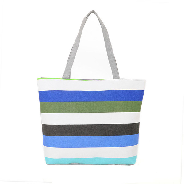 Summer Canvas Shopper Bag Striped Rainbow Prints Beach Bags Tote Women Ladies Girls Shoulder bag Casual Shopping Handbag